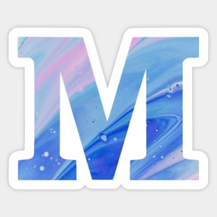 The Letter M Blue Psychedelic Design Sticker